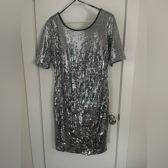 Dazzling Silver Sequin Mini Dress - Picture 1 of 4